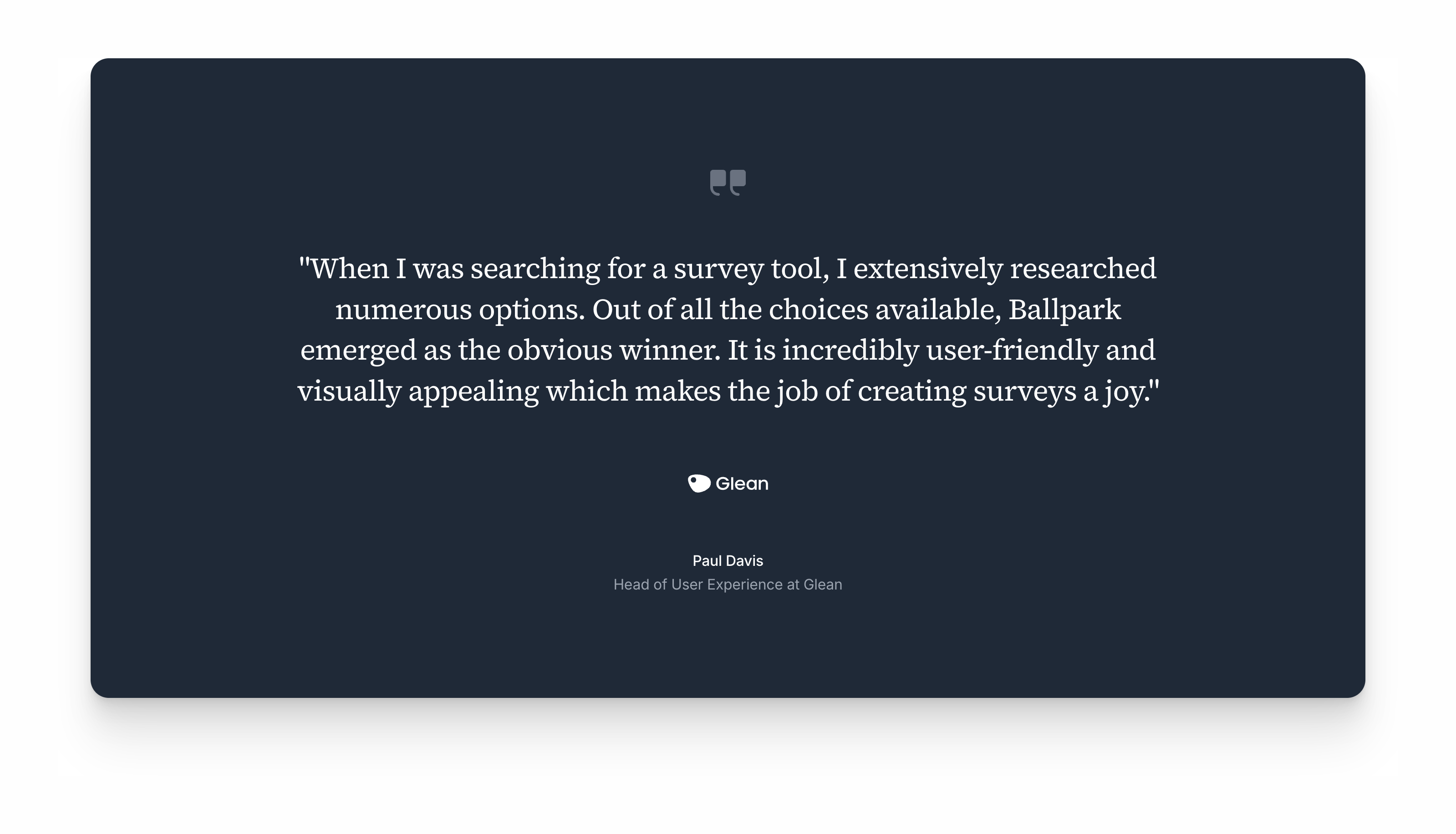 Ballpark TestimonialUI component example