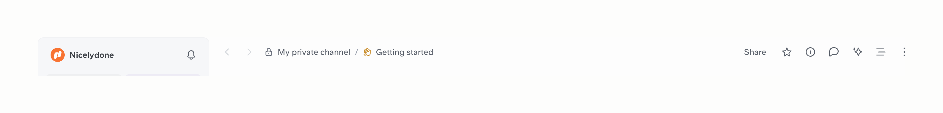 Slite Horizontal navigationUI component example