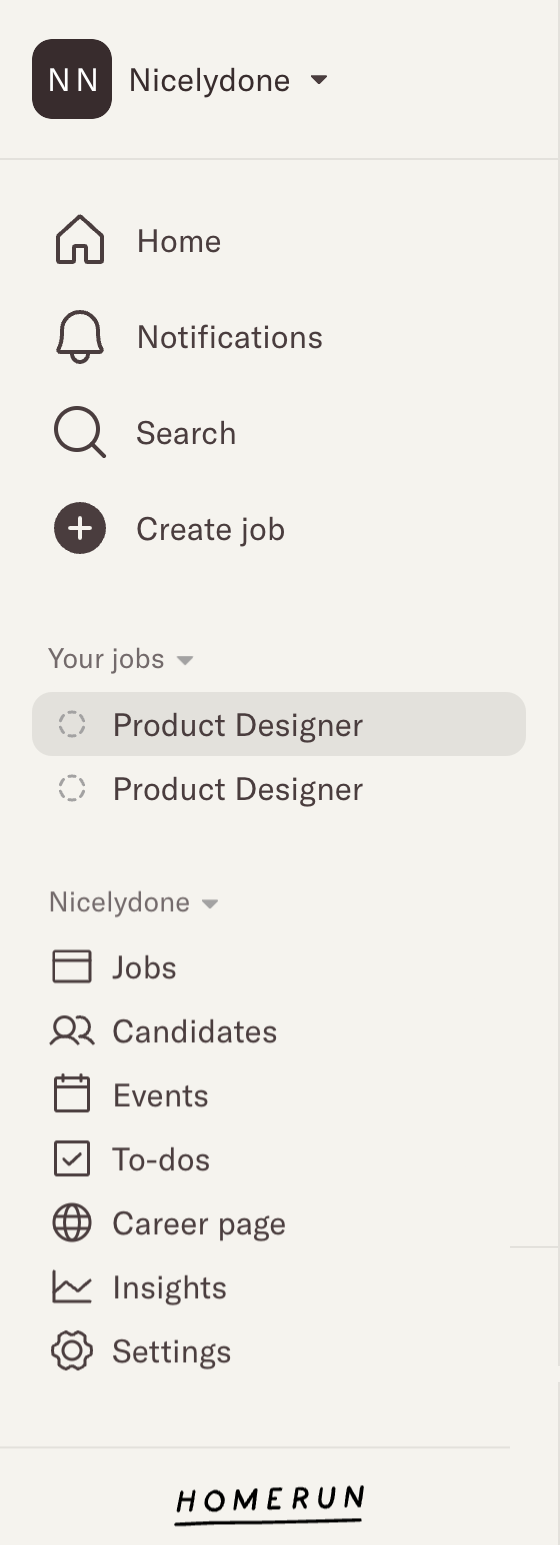 Homerun Vertical navigationUI component example