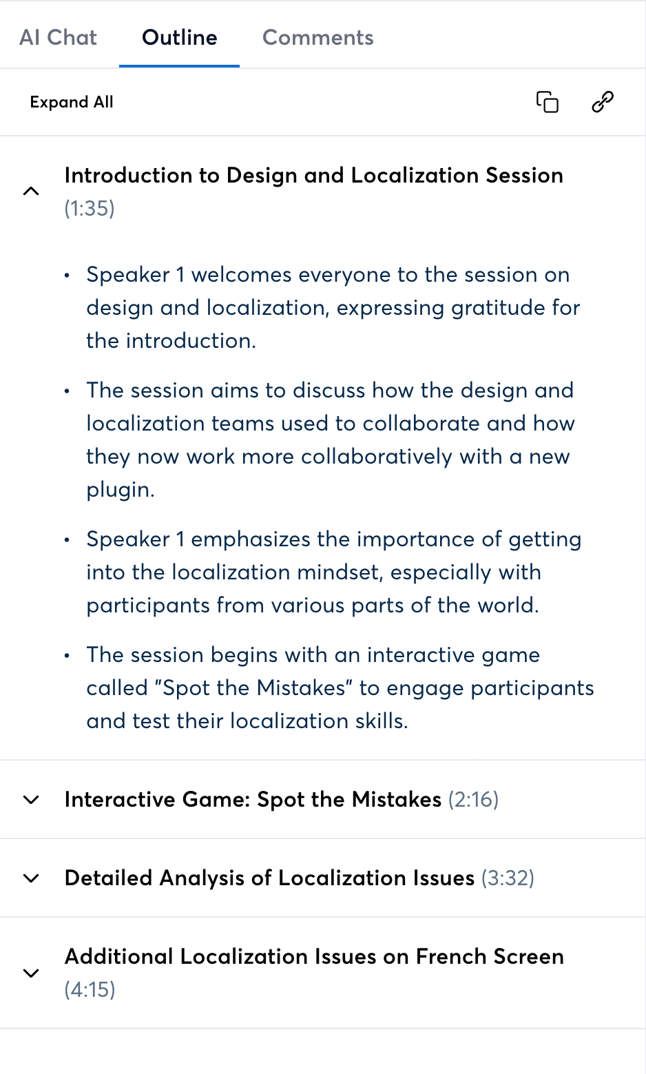 Otter Artificial intelligenceUI component example