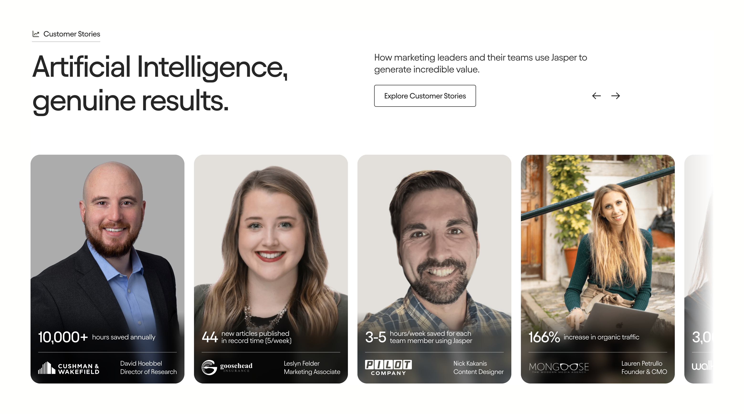 Jasper TestimonialUI component example