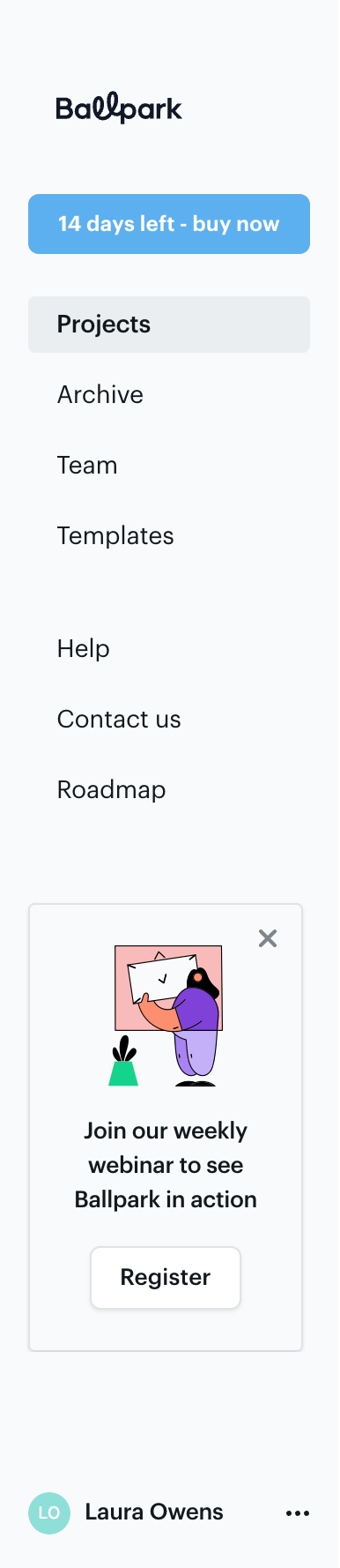Ballpark Vertical navigationUI component example