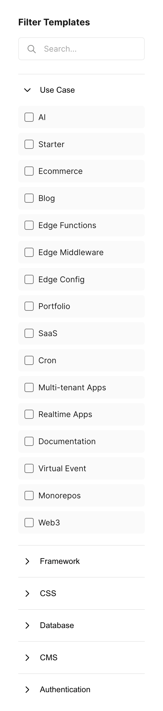 Vercel Sorting & filteringUI component example