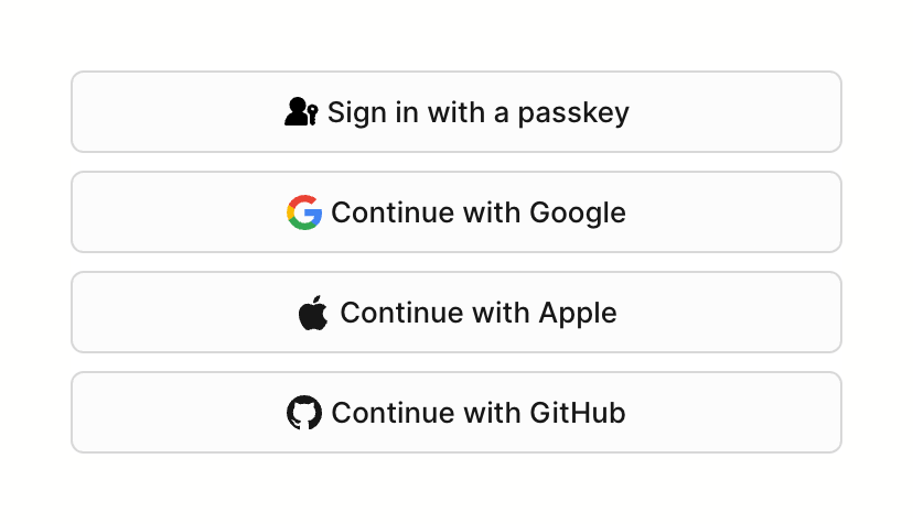 FeatureOS Social login buttonUI component example