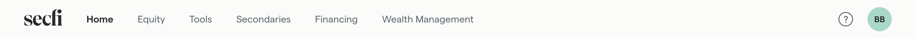 Secfi Horizontal navigationUI component example