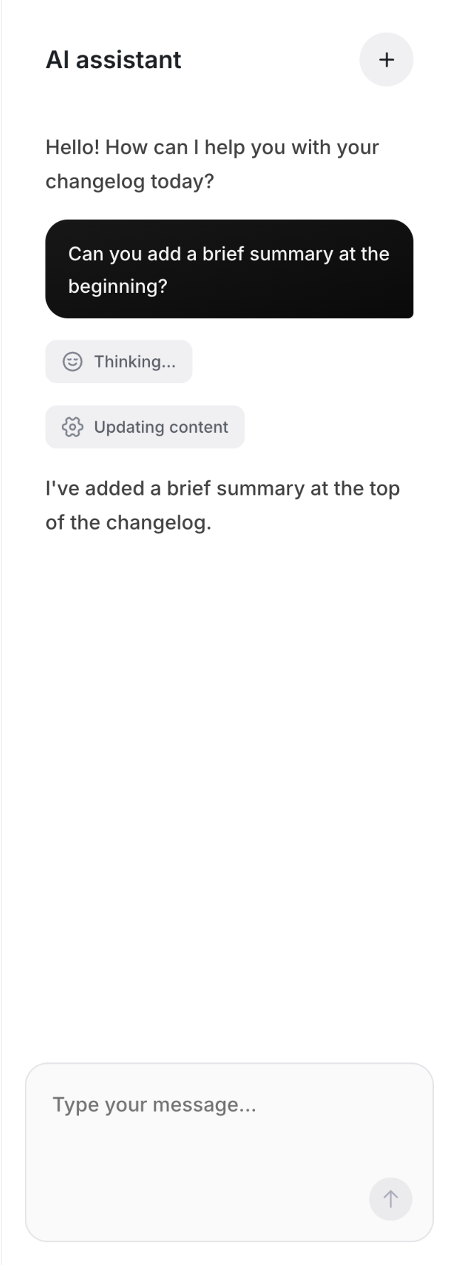 UserJot Artificial intelligenceUI component example