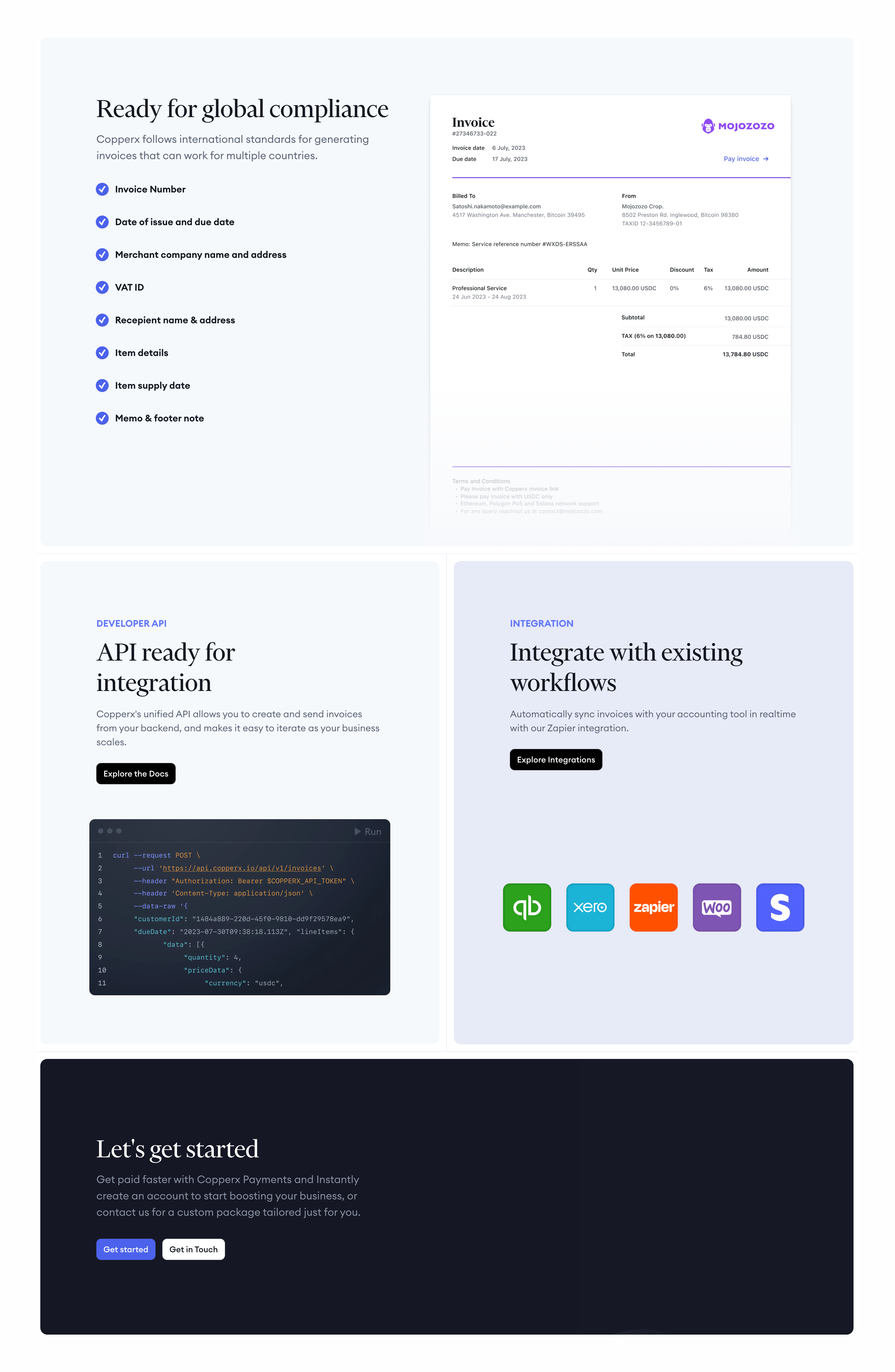 Copperx Bento boxUI component example