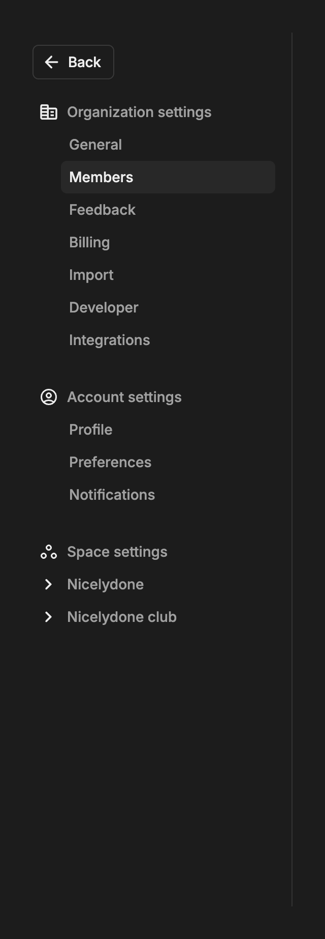 Kitemaker Vertical navigationUI component example