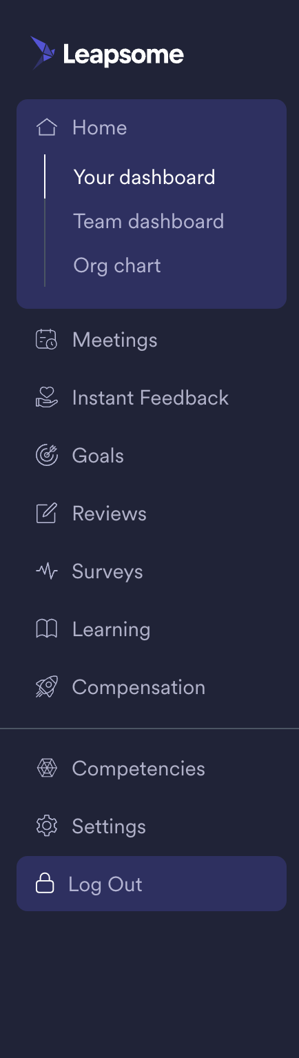 Leapsome Vertical navigationUI component example