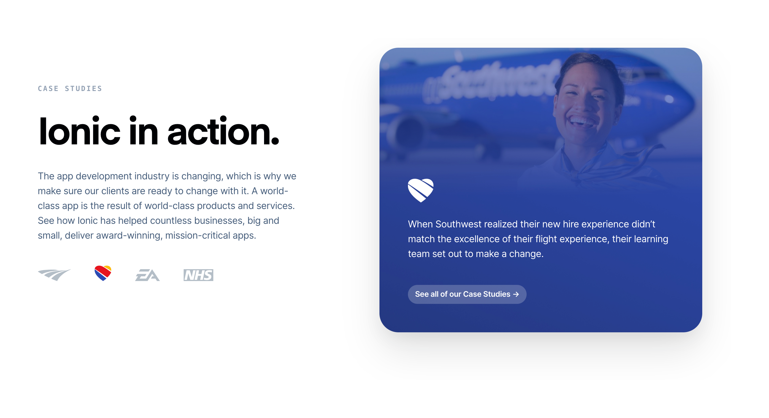 Ionic TestimonialUI component example