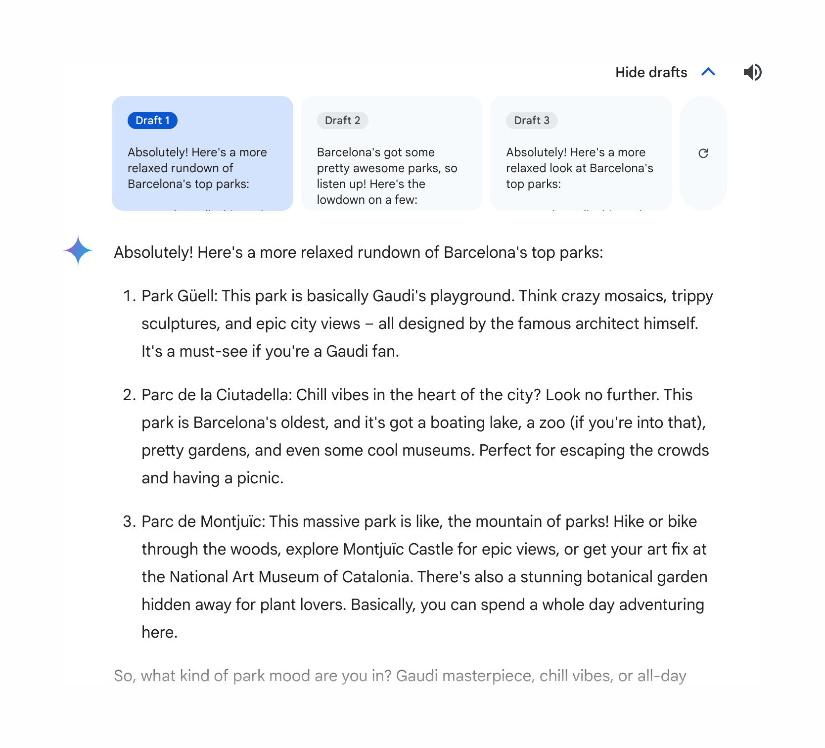 Gemini Artificial intelligenceUI component example