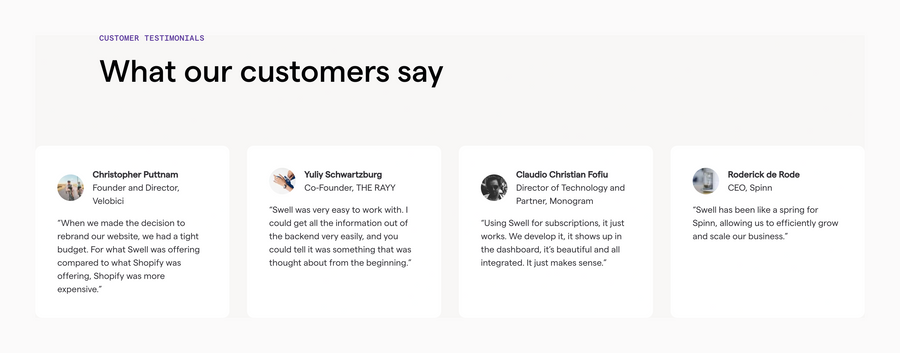 Swell
				testimonial ui component