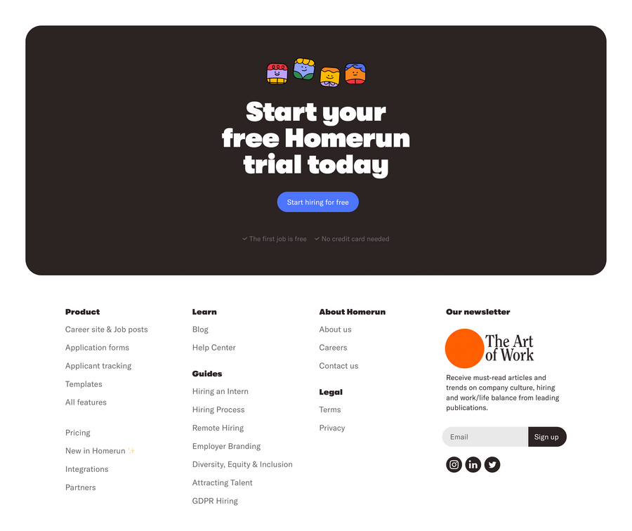 Homerun
				footer ui component