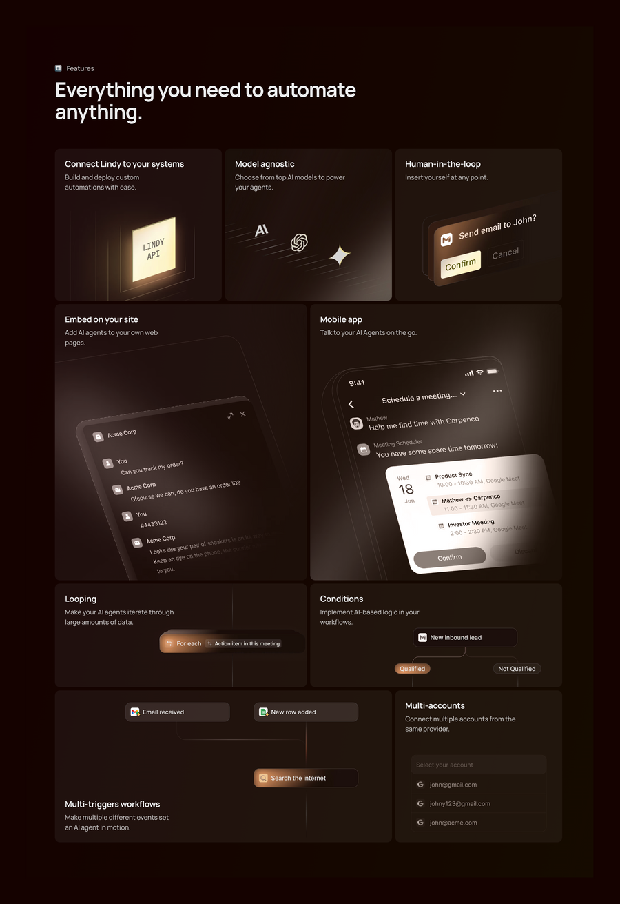 Lindy
				bento box ui component