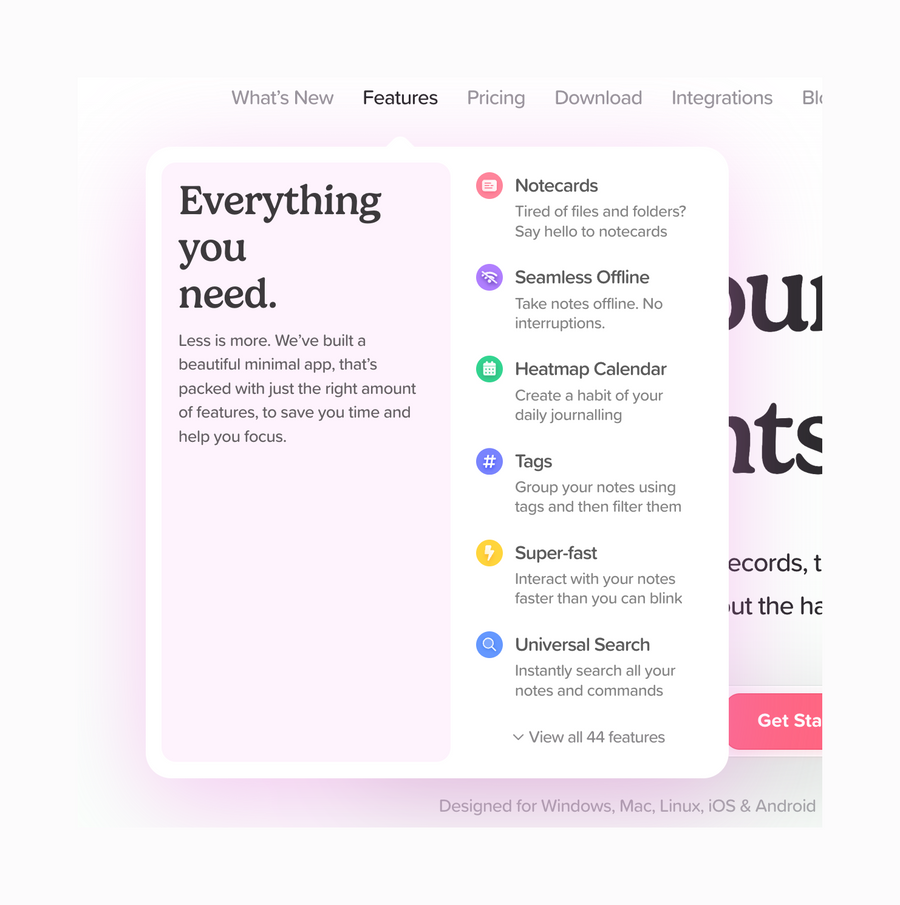 Supernotes
				dropdown menu ui component
