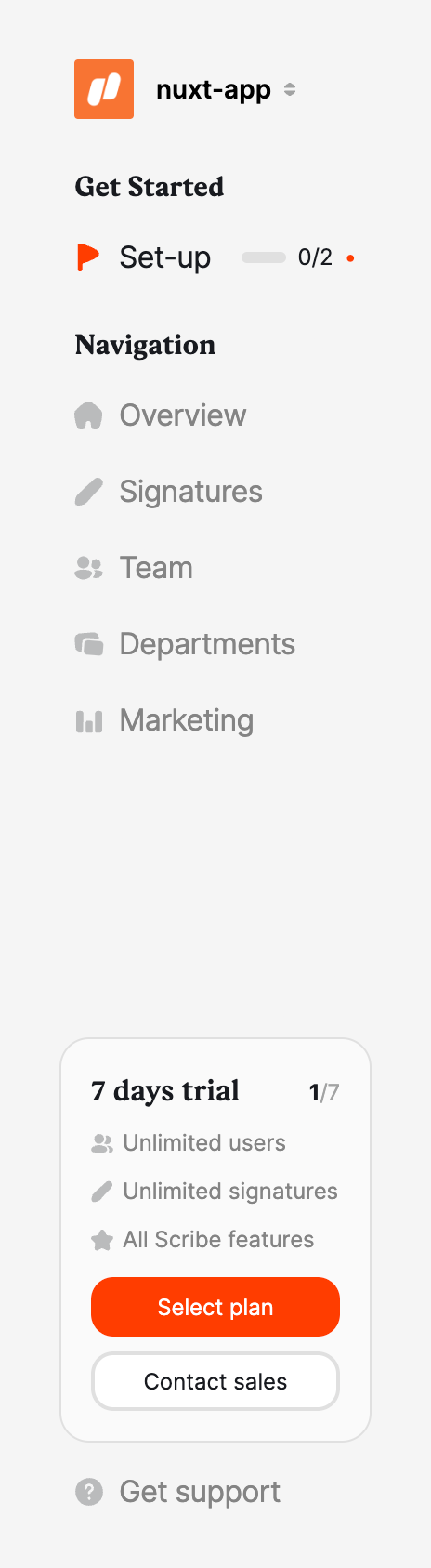 Scribe
				vertical navigation ui component