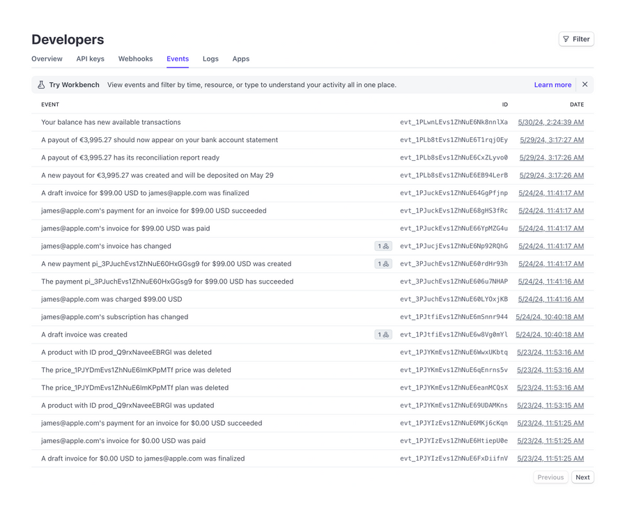 Stripe
				table ui component