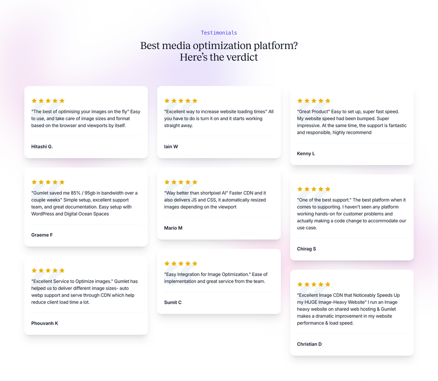 Gumlet
				testimonial ui component