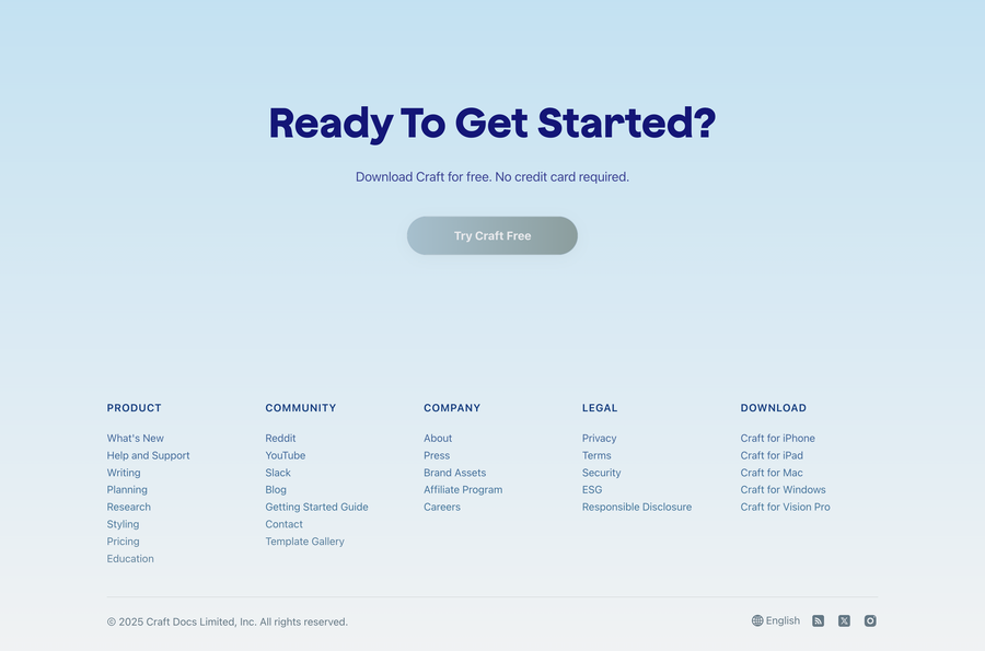 Craft
				footer ui component