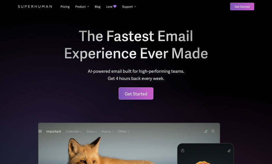 Superhuman
				hero section ui component