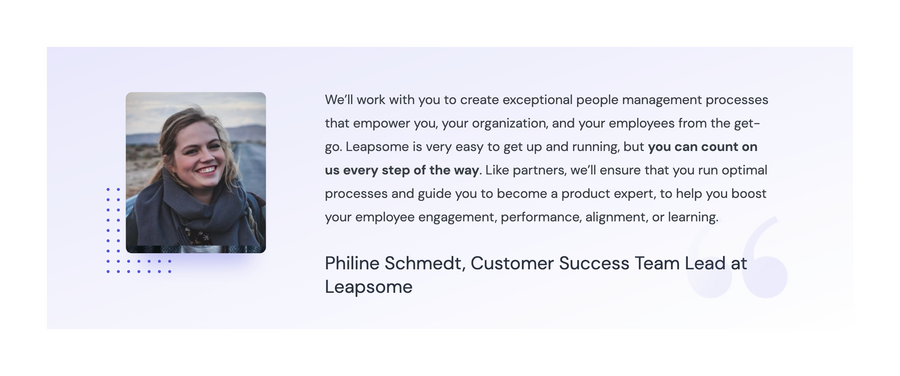 Leapsome
				testimonial ui component
