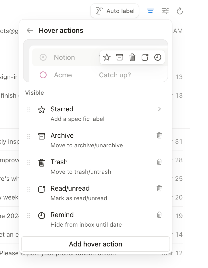 Notion Mail
				dropdown menu ui component