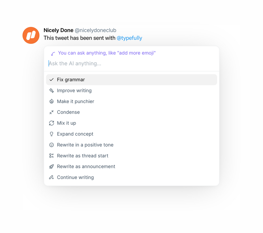 Typefully
				artificial intelligence ui component