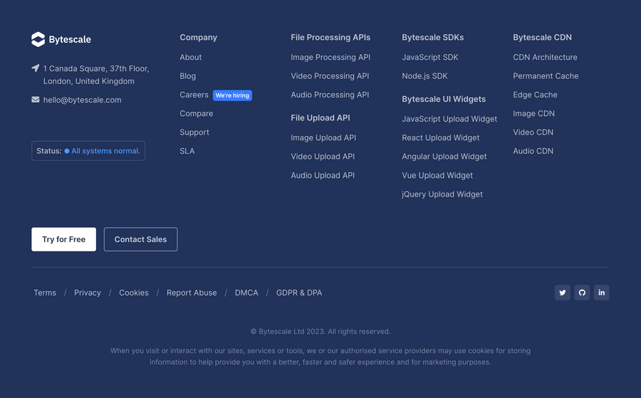 Bytescale
				footer ui component