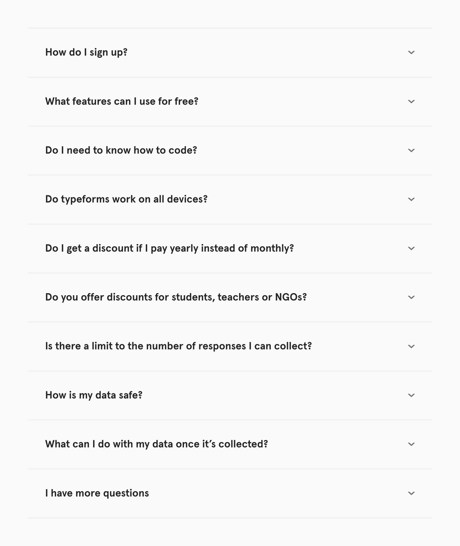 Typeform
				faq ui component
