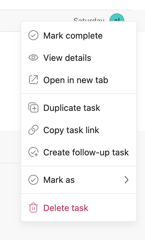 Asana
				dropdown menu ui component