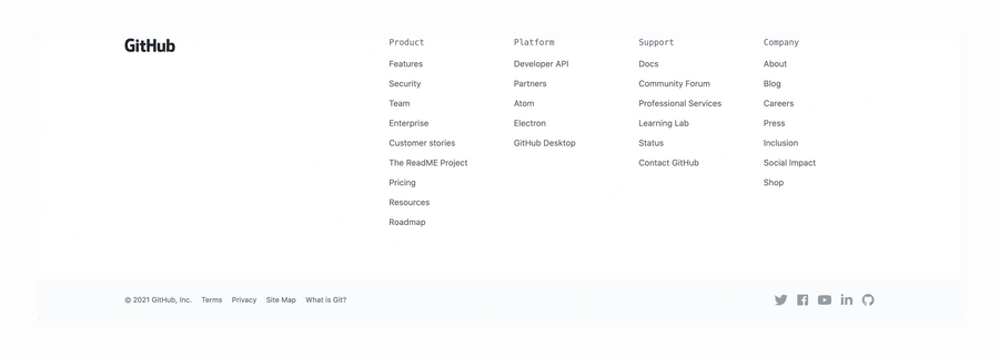 Github
				footer ui component
