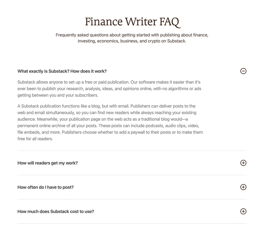 Substack
				faq ui component