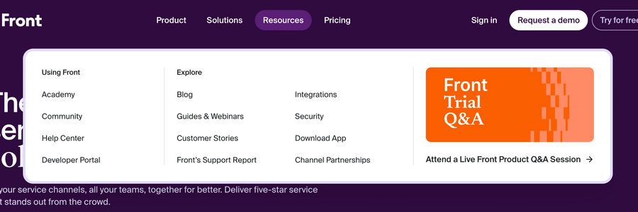 Front
				flyout menu ui component