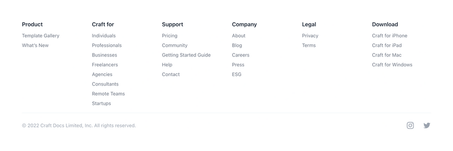 Craft
				footer ui component