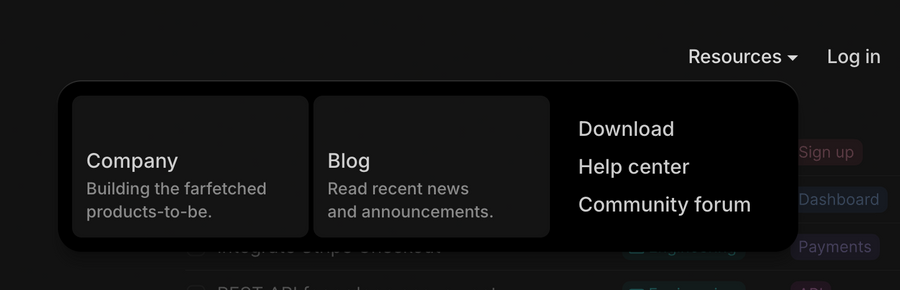 Height
				flyout menu ui component