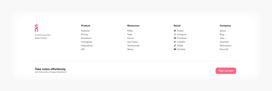 Supernotes
				footer ui component