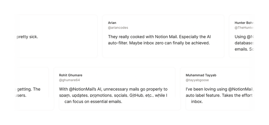 Notion Mail
				testimonial ui component