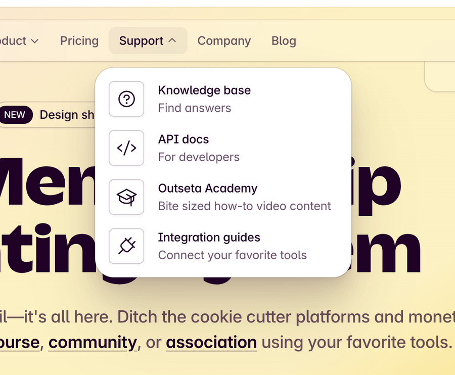 Outseta
			menu integration ui component