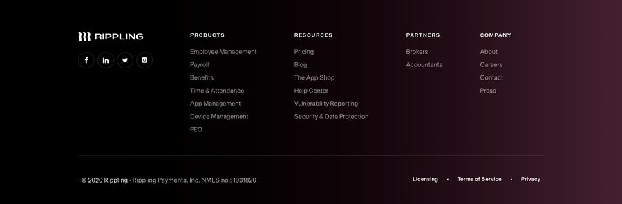 Rippling
				footer ui component