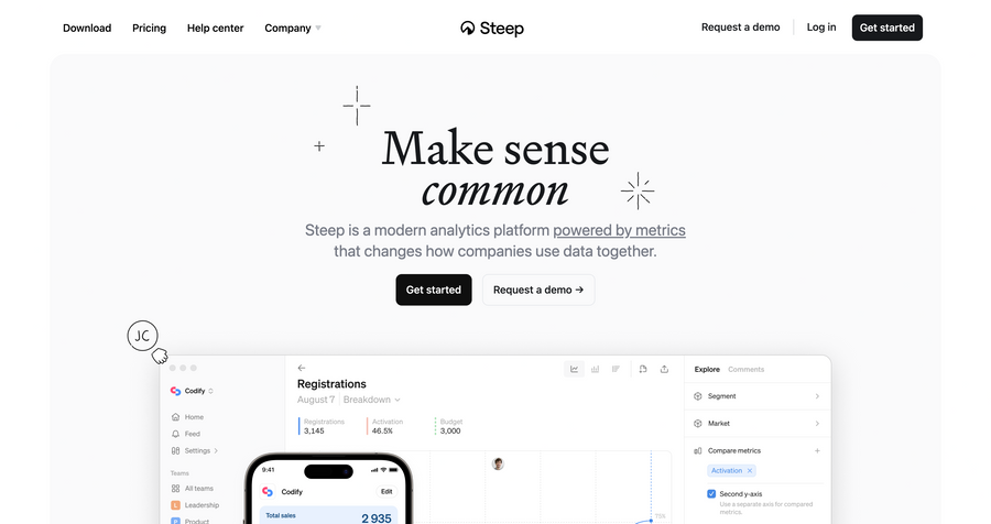 Steep
				hero section ui component