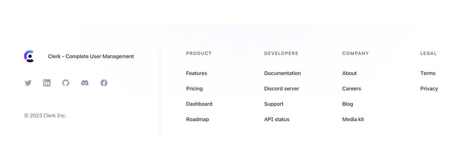 Clerk
				footer ui component