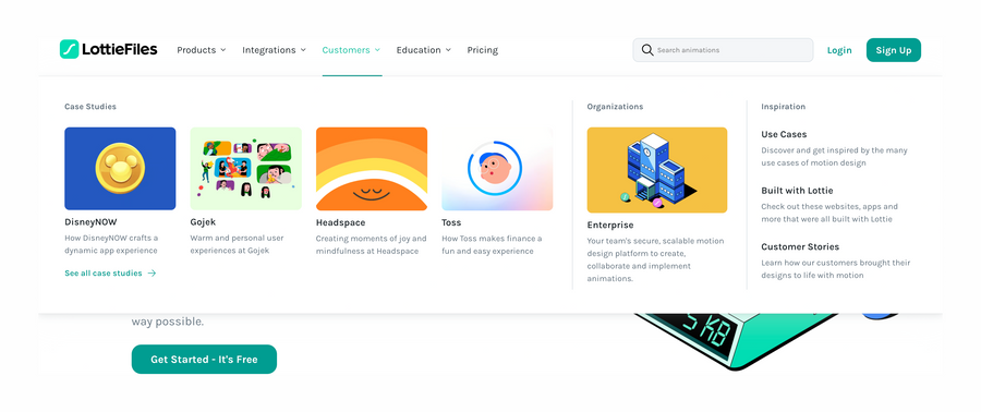 Lottie
				flyout menu ui component