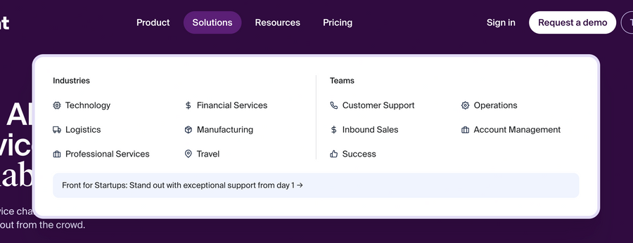 Front
				flyout menu ui component