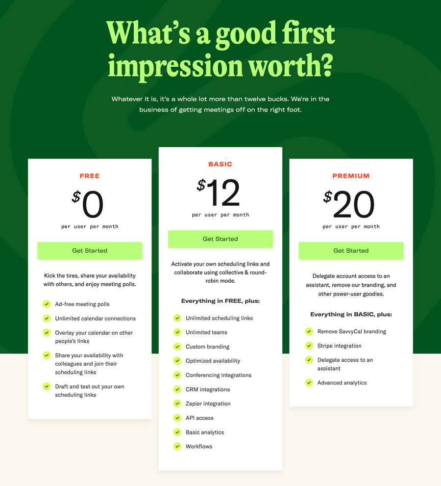 SavvyCal
				pricing section ui component