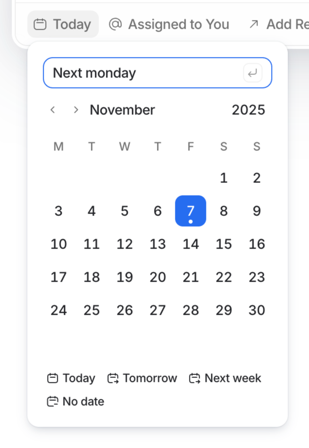 Attio
			date picker task management ui component