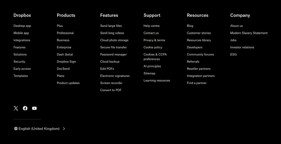 Dropbox
				footer ui component