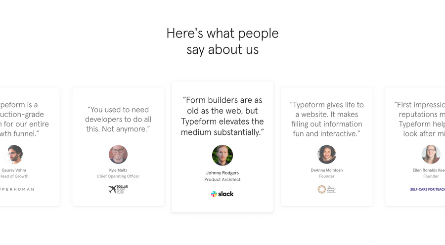 Typeform
				testimonial ui component