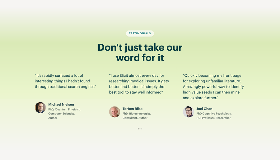 Elicit
				testimonial ui component