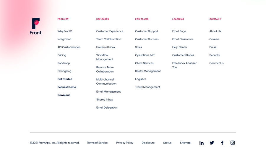 Front
				footer ui component