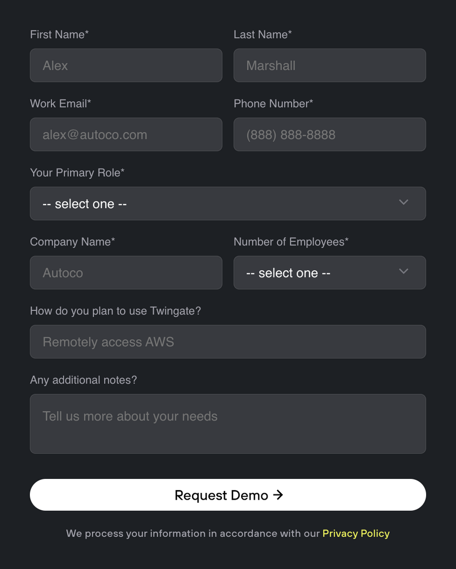 Twingate
				form element ui component